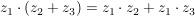 $ z_1\cdot{}(z_2+z_3)=z_1\cdot{}z_2+z_1\cdot{}z_3 $